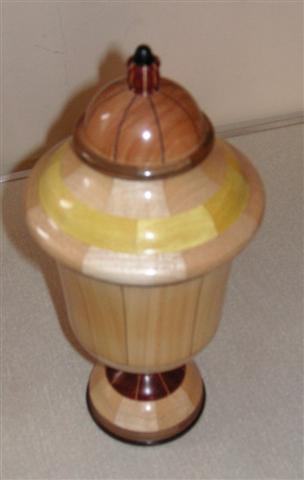Frank Hayward's second placed segmented lidded vase
